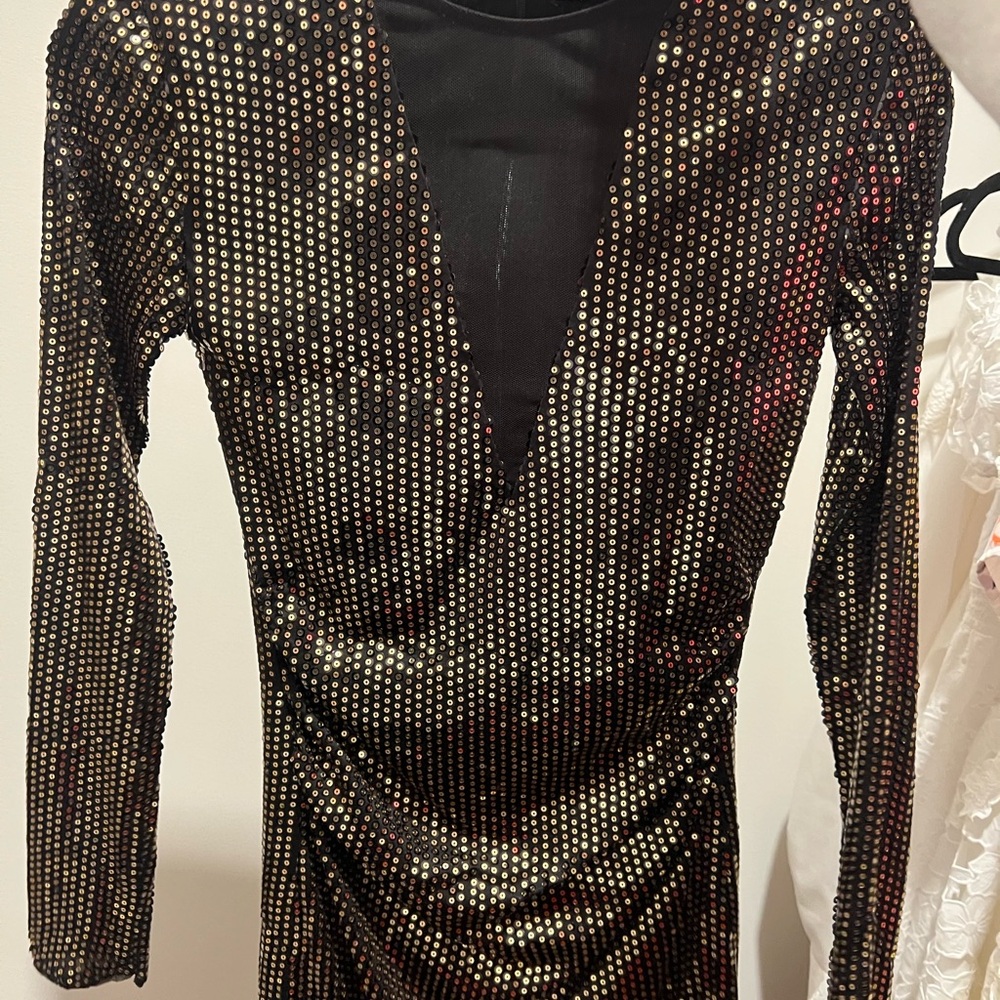 Zara Black and Gold Mini Dress